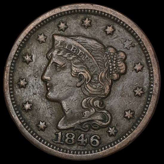 1846 Braided Hair Large Cent NEARLY UNCIRCULATED