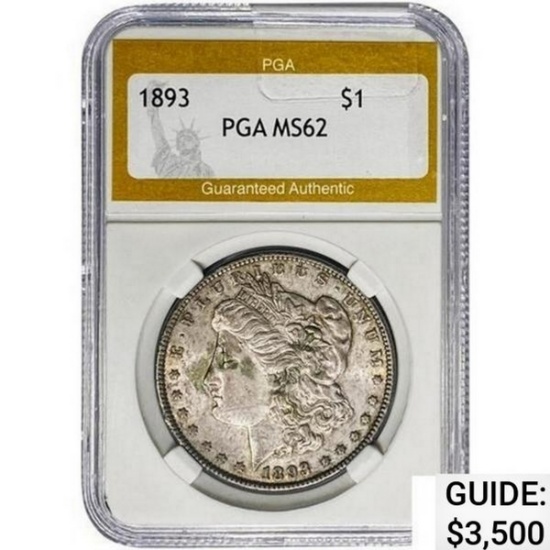 1893 Morgan Silver Dollar PGA MS62