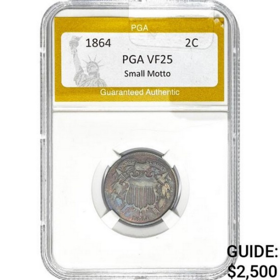 1864 Two Cent Piece PGA VF25 Small Motto