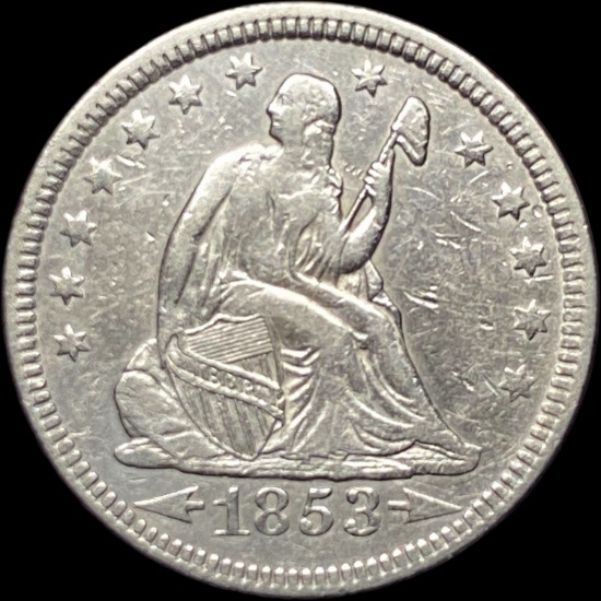 1853 Arrows Seated Liberty Quarter LIGHTLY CIRCULATED