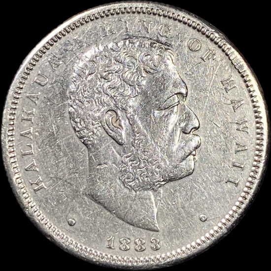 1883 Silver 1/2 Dollar Hawaii Hapalua NEARLY UNCIRCULATED
