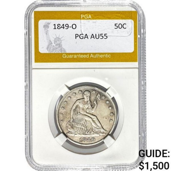 1849-O Seated Liberty Half Dollar PGA AU55