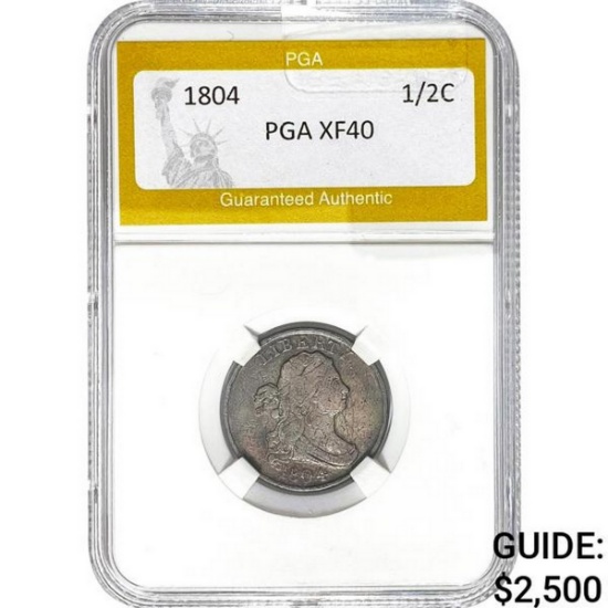 1804 Draped Bust Half Cent PGA XF40