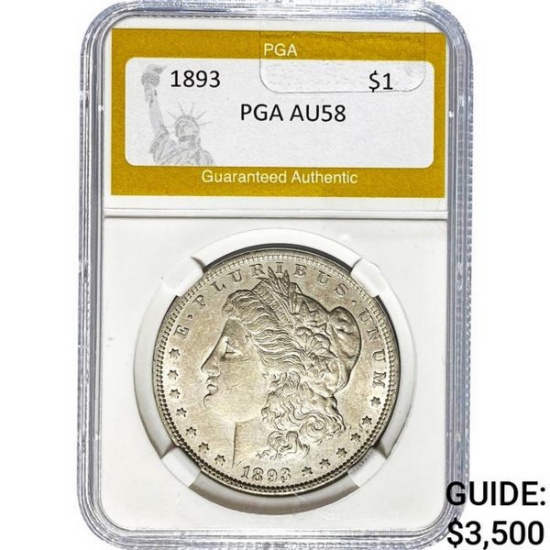 1893 Morgan Silver Dollar PGA AU58
