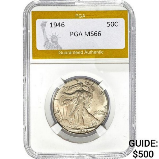 1946 Walking Liberty Quarter PGA MS66