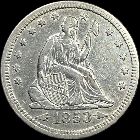 1853 Arrows Seated Liberty Quarter CLOSELY UNCIRCULATED