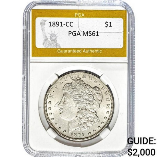 1891-CC Morgan Silver Dollar PGA MS61