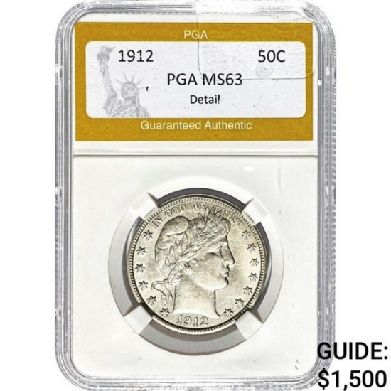 1912 Barber Half Dollar PGA MS63 Detail