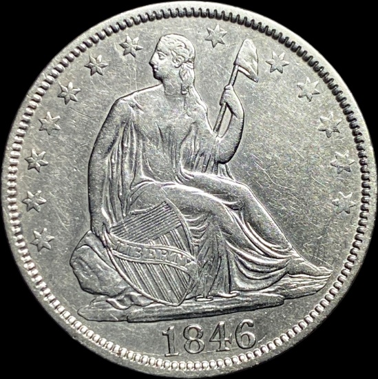 1846 Silver Half Dollar (Seated Liberty) LIGHTLY CIRCULATED