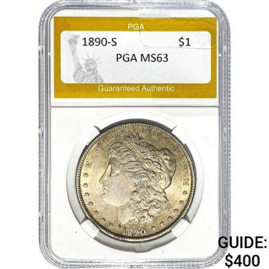 1890-S Morgan Silver Dollar PGA MS63