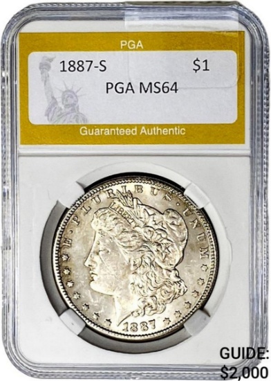1887-S Morgan Silver Dollar PGA MS64