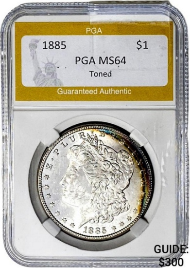 1885 Morgan Silver Dollar PGA MS64 Toned