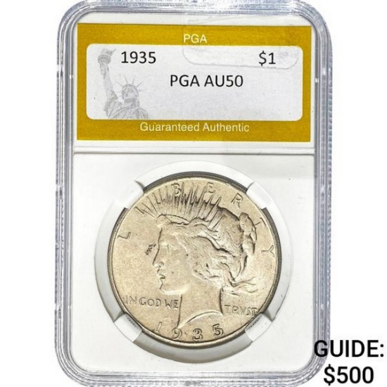 1935 Silver Peace Dollar PGA AU50