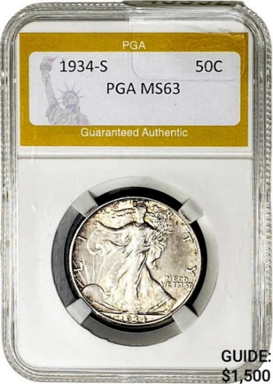 1934-S Walking Liberty Half Dollar PGA MS63
