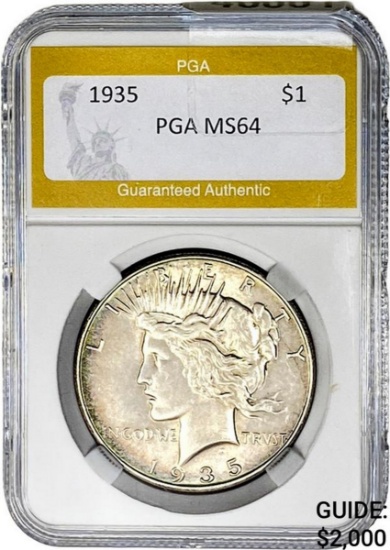 1935 Silver Peace Dollar PGA MS64