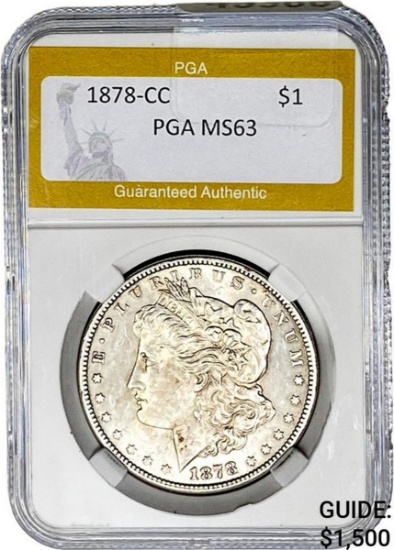 1818-CC Morgan Silver Dollar PGA MS63