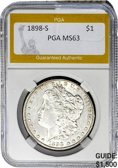 1898-S Morgan Silver Dollar PGA MS63