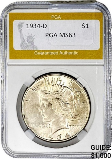 1934-D Silver Peace Dollar PGA MS63