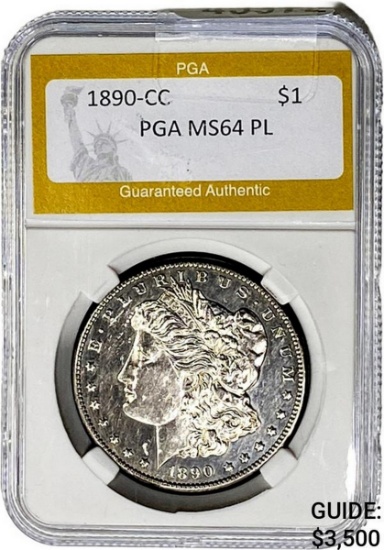 1890-CC Morgan Silver Dollar PGA MS64 PL