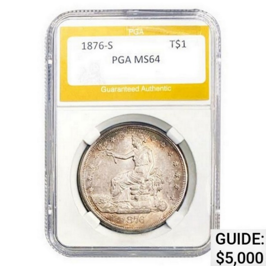 1876-S Silver Trade Dollar PGA MS64