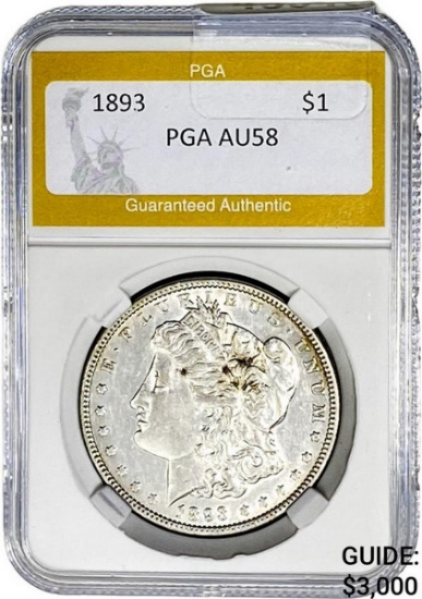 1893 Morgan Silver Dollar PGA AU58