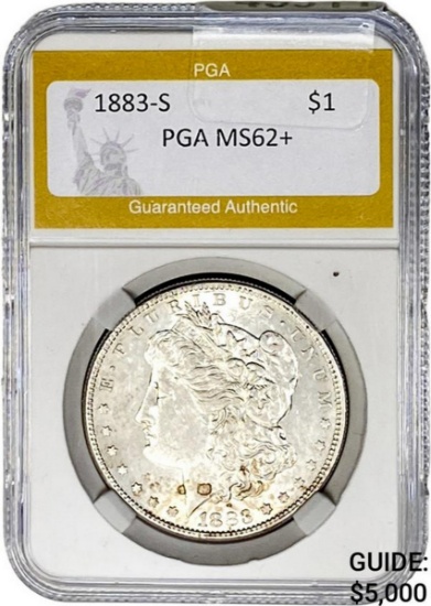 1883-S Morgan Silver Dollar PGA MS62+
