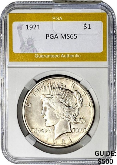 1921 Silver Peace Dollar PGA MS65