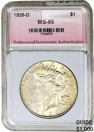 1926-D Silver Peace Dollar PNI MS65