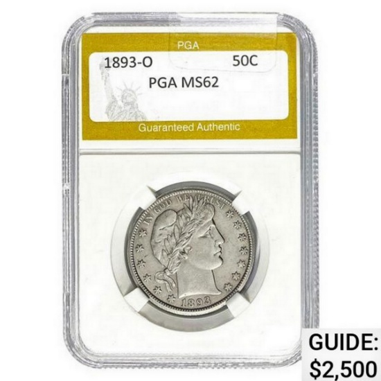 1893-O Barber Half Dollar PGA MS62