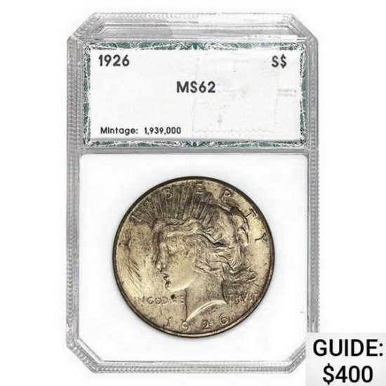 1926 Silver Peace Dollar PCI MS62