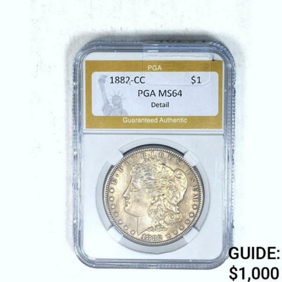1882-CC Morgan Silver Dollar PGA MS64 Detail