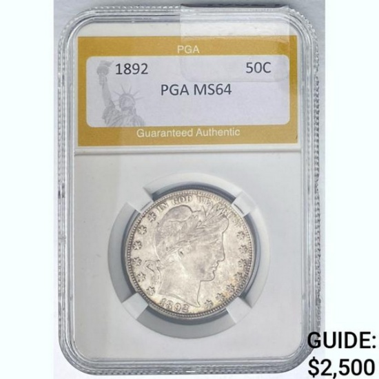 1892 Barber Half Dollar PGA MS64