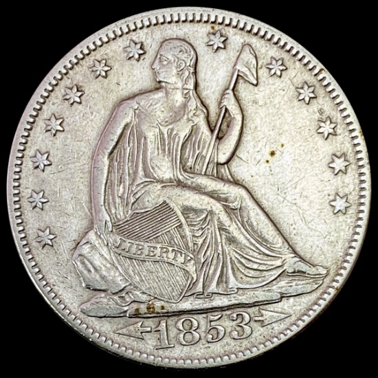1853 Arrows Seated Liberty Half Dollar CLOSELY UNCIRCULATED