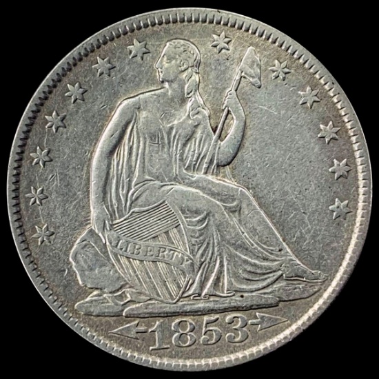 1853 Arrows Seated Liberty Half Dollar CLOSELY UNCIRCULATED