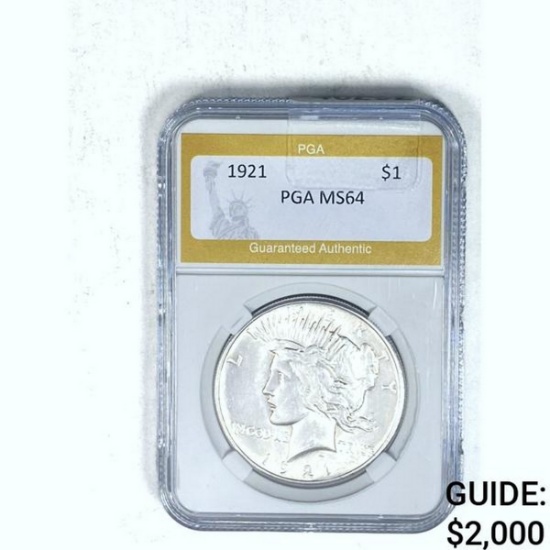 1921 Silver Peace Dollar PGA MS64