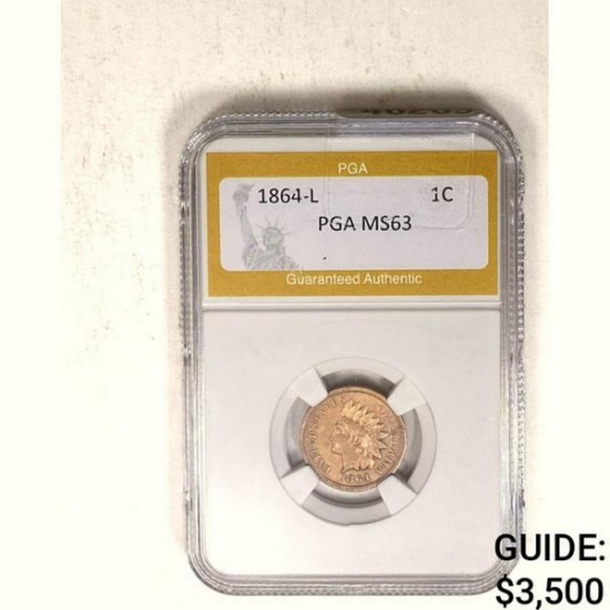 1864-L Indian Head Cent PGA MS63