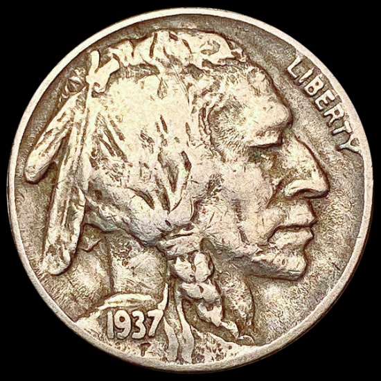 1937-D 3 Leg Buffalo Nickel LIGHTLY CIRCULATED