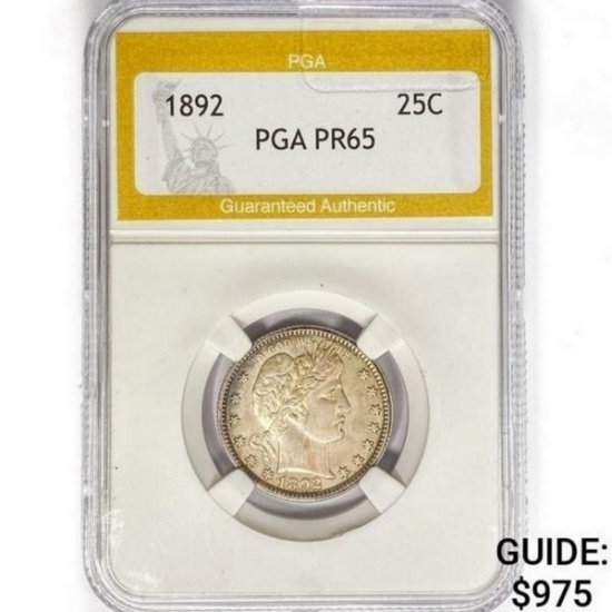 1892 Barber Quarter PGA PR65