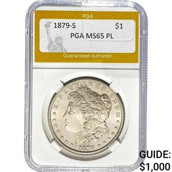 1879-S Morgan Silver Dollar PGA MS65 PL