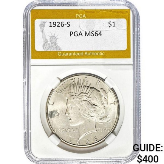 1926-S Silver Peace Dollar PGA MS64