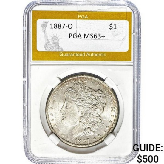 1887-O Morgan Silver Dollar PGA MS63+
