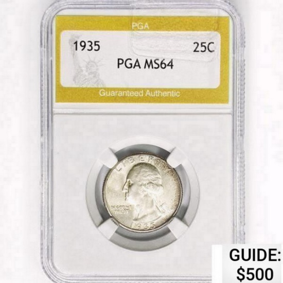 1935 Washington Silver Quarter PGA MS64