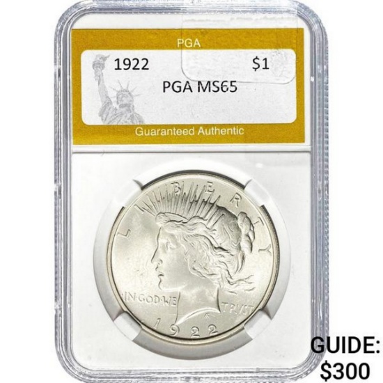 1922 Silver Peace Dollar PGA MS65