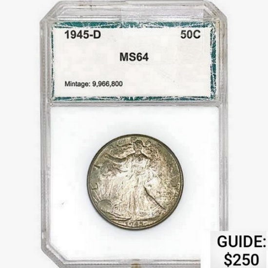 1945-D Walking Liberty Half Dollar PCI MS64