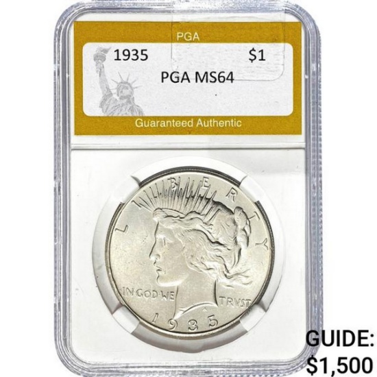1935 Silver Peace Dollar PGA MS64