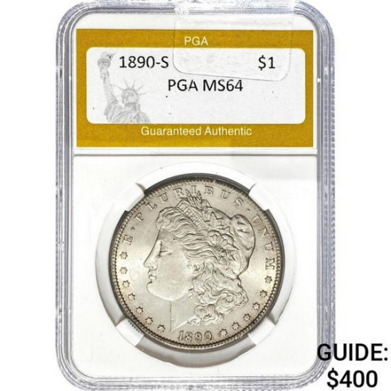 1890-S Morgan Silver Dollar PGA MS64