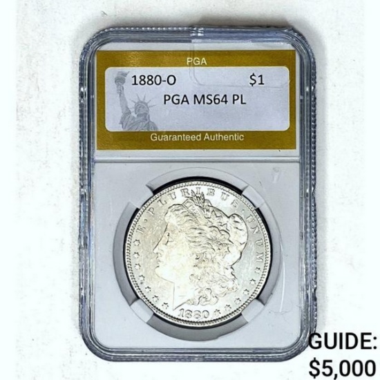 1880-O Morgan Silver Dollar PGA MS64 PL