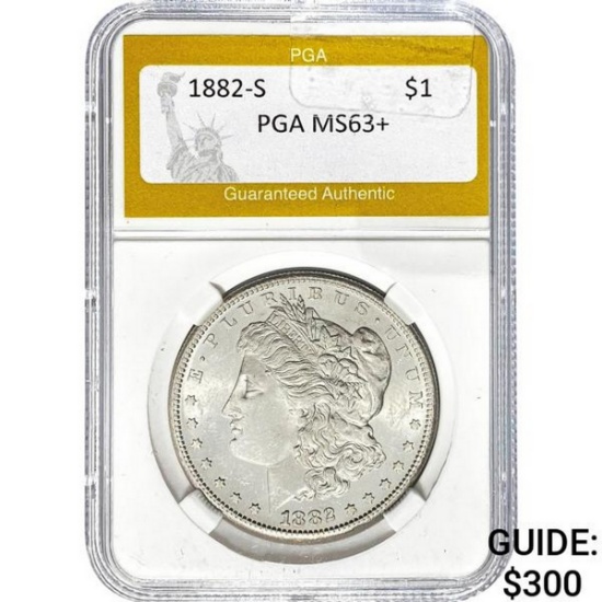 1882-S Morgan Silver Dollar PGA MS63+