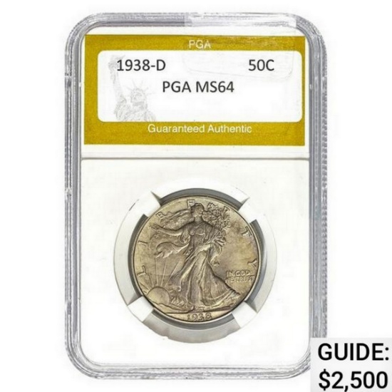 1938-D Walking Liberty Half Dollar PGA MS64