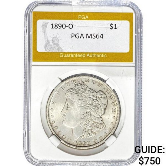 1890-O Morgan Silver Dollar PGA MS64